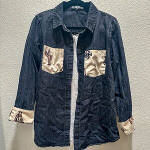 Aztec Saguaro Shacket - Half Denim - L